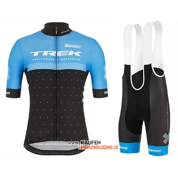 Trek Shwarz Kurzarmtrikot 2020 und Kurze Tragerhose Blau